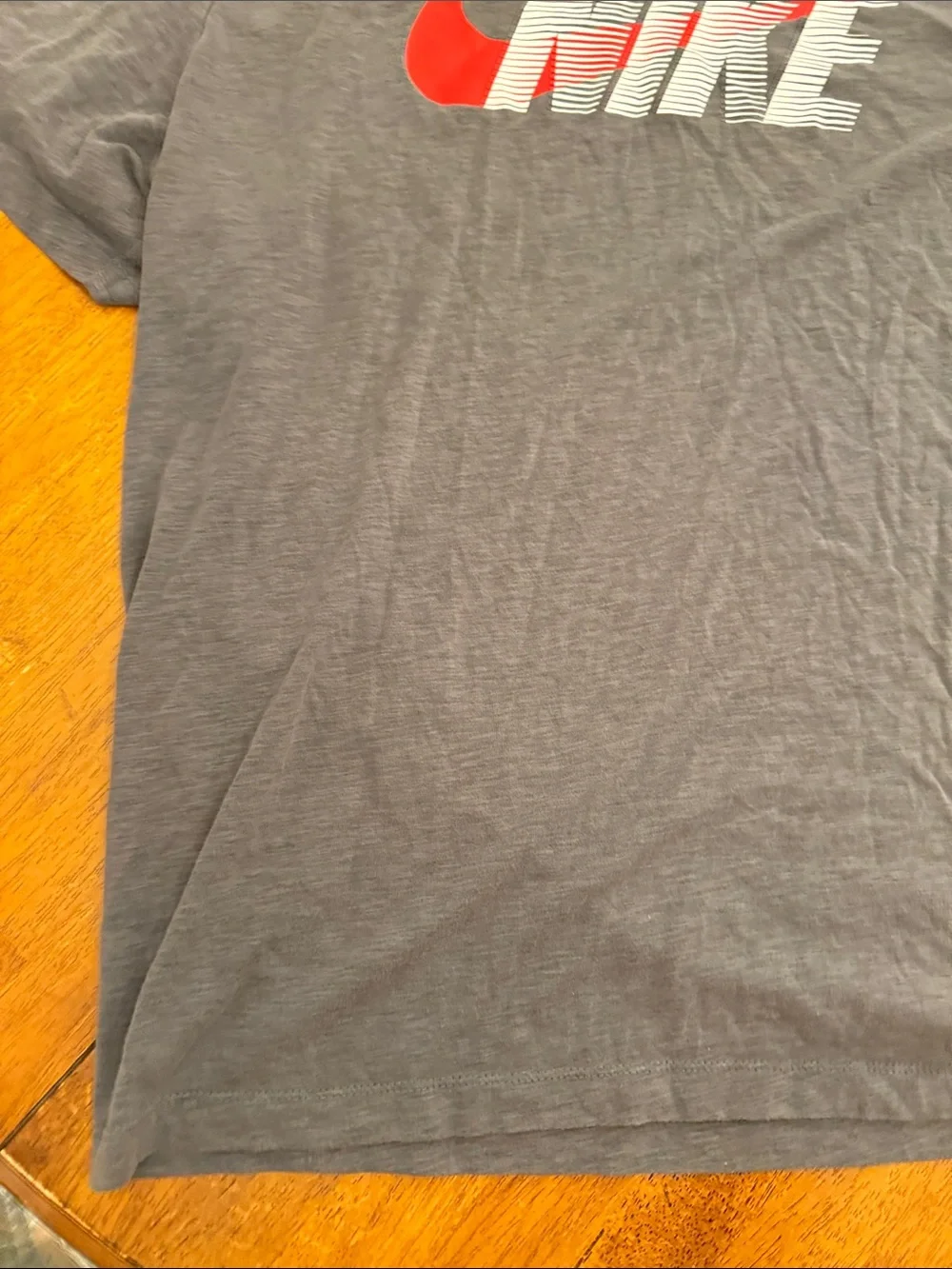 Nike Gray Short-Sleeve Tee with Red Swoosh and White Logo xxl